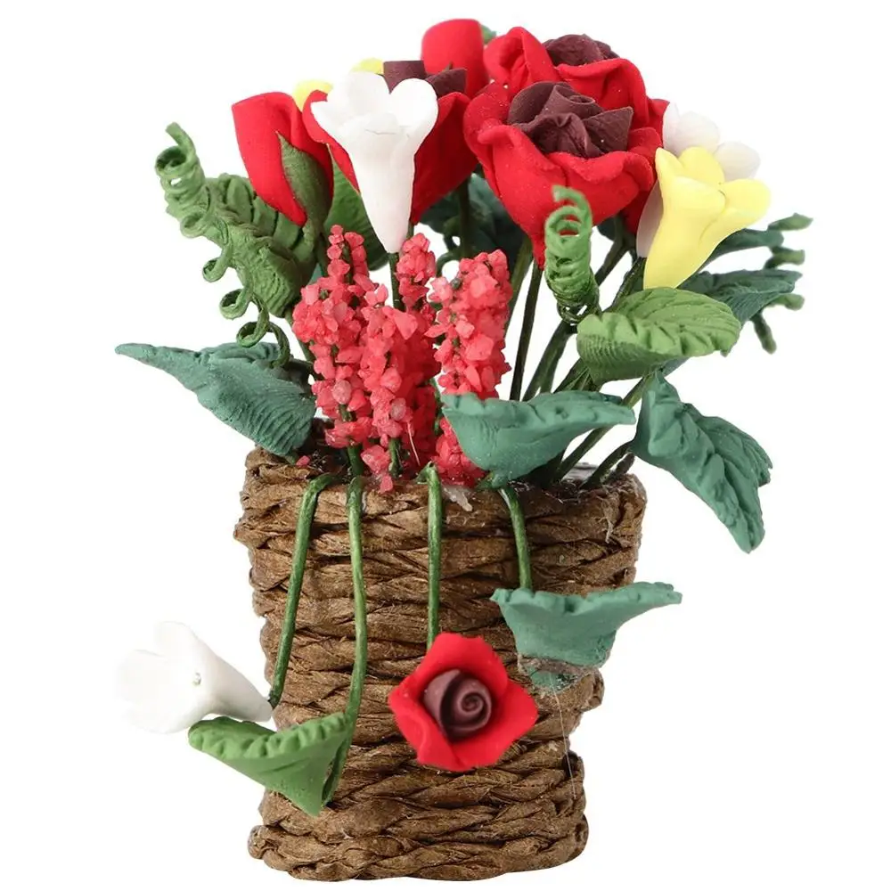 Rose Bonsai A 1:12 Кукольный домик миниатюрные цветы Сказочный Сад орнамент мини Горшечное растение цветы горшок кукольный домик Декор бонсай модель детская игрушка - Цвет: Rose Bonsai A