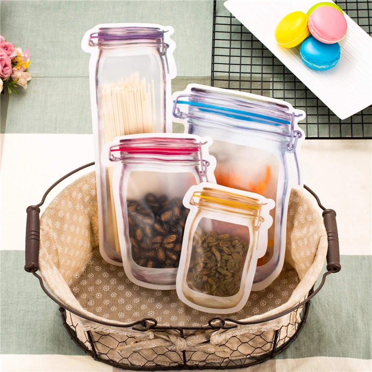 LMETJMA многоразовые сумки Mason Jar, портативные сумки Mason Jar на молнии, пакеты для хранения еды, пакеты для хранения, Снэк сэндвич, Ziplock, сумки KC0248
