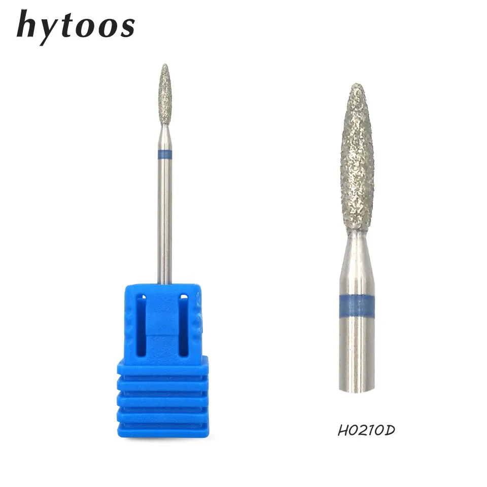 HYTOOS 2*10 мм игольчатое алмазное сверло для ногтей 3/32 "роторные маникюрные
