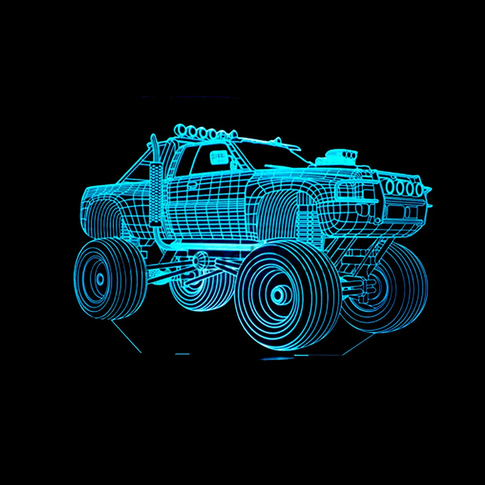 Новый внедорожник 3d ночник 7 красочный сенсорный пульт дистанционного