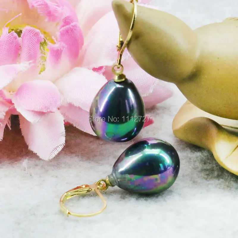 Женские серьги капельки с жемчугом черные натуральным 12 х16 мм|shell pearl earrings|pearl shell