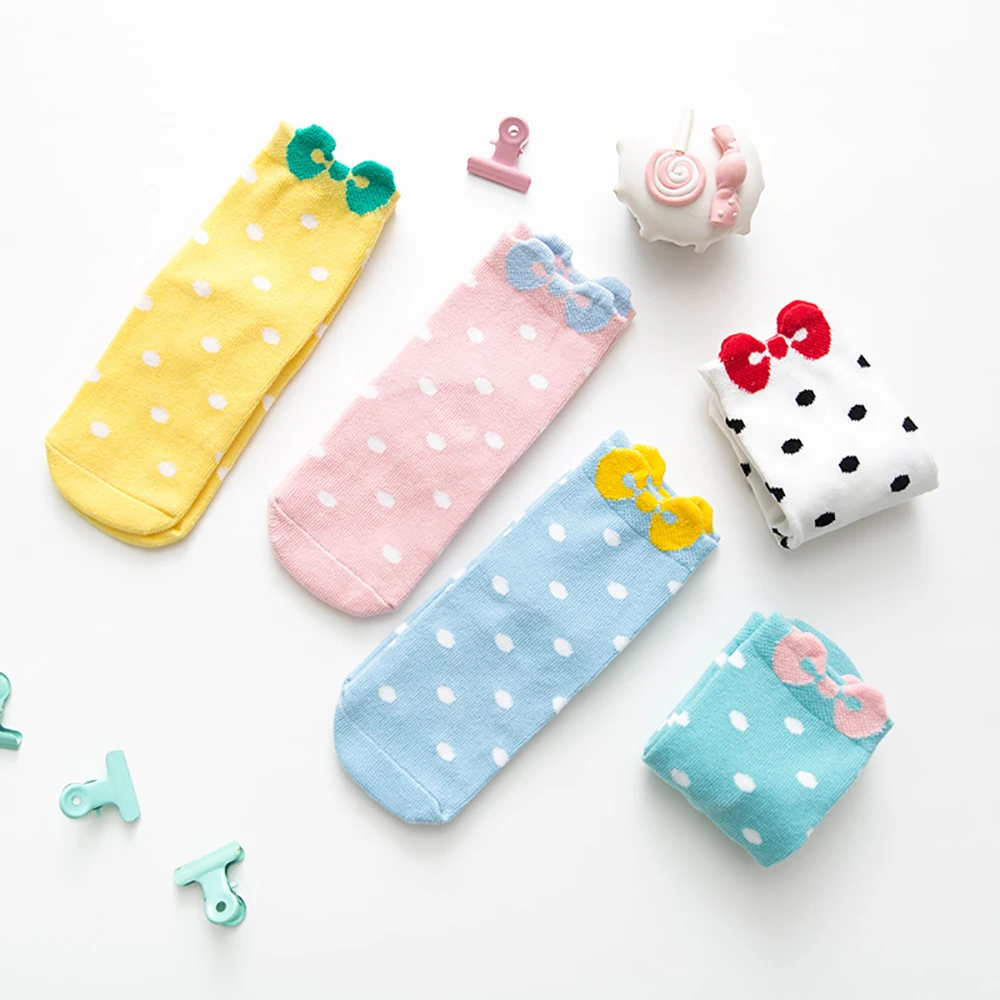 5 пар Новых Бантом для девочек Носки новорожденных детей мальчик осень-зима милые