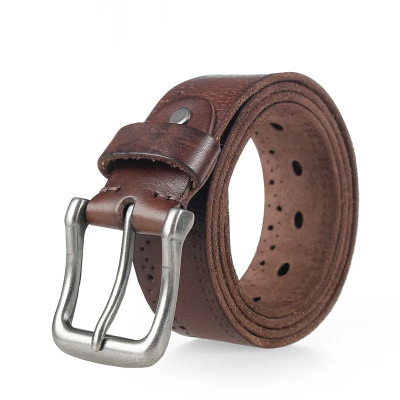 Мужской кожаный ремень из натуральной воловьей кожи коричневого цвета|mens leather belt