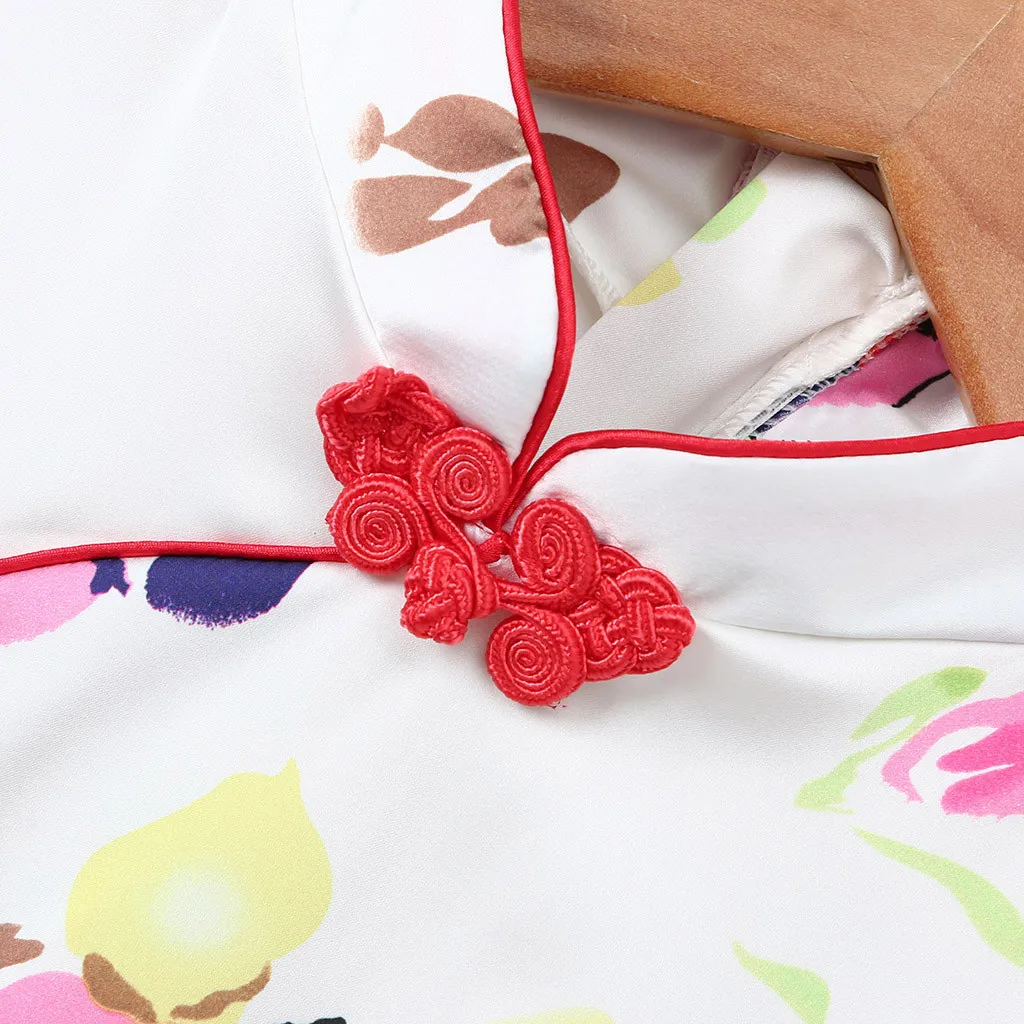 SAGACE Floral Print Dress Cheongsam Qipao Chinese Style Girl Summer Sleeveless | Детская одежда и обувь