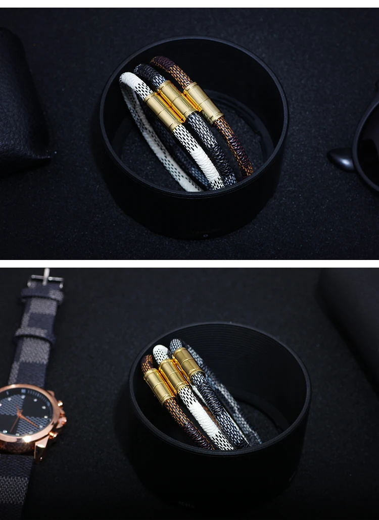 New Fashion Punk Cowhide Leather Men Bracelet Bangles for Women Jewelry Magnetic Snap Charm Bracelet Gift