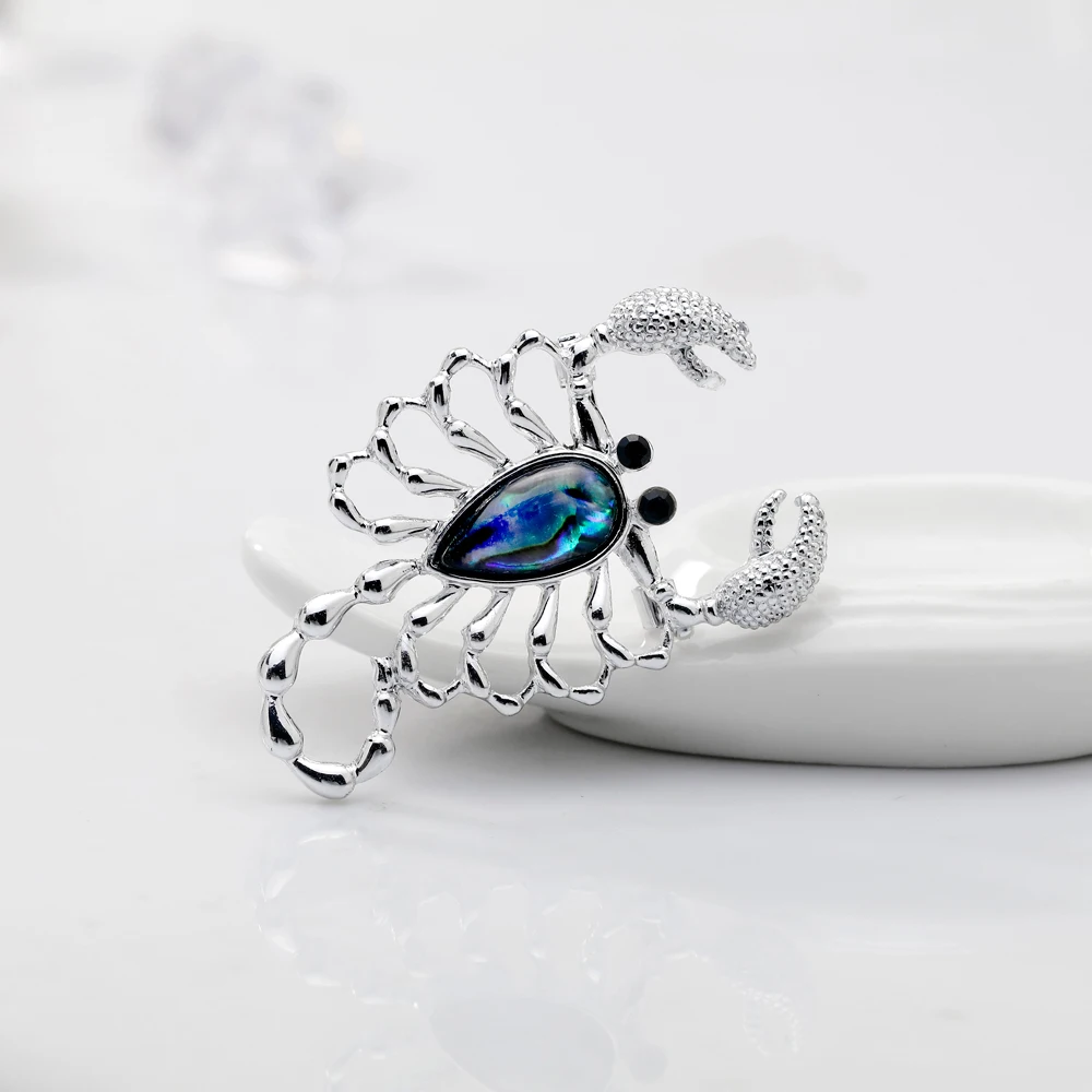 Ajojewel Blue Sea Shell Bijoux брошь скорпиона булавка для костюма ювелирные изделия