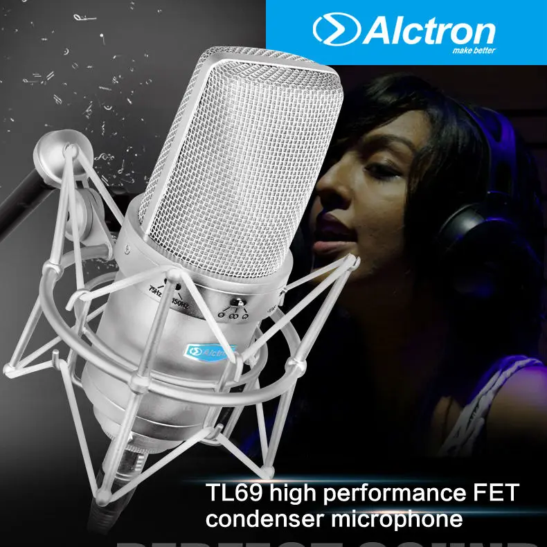 Оригинальные Alctron TL69 профессиональный большой диафрагмой мульти-узор Студийный конденсаторный Запись микрофон, Запись Mic