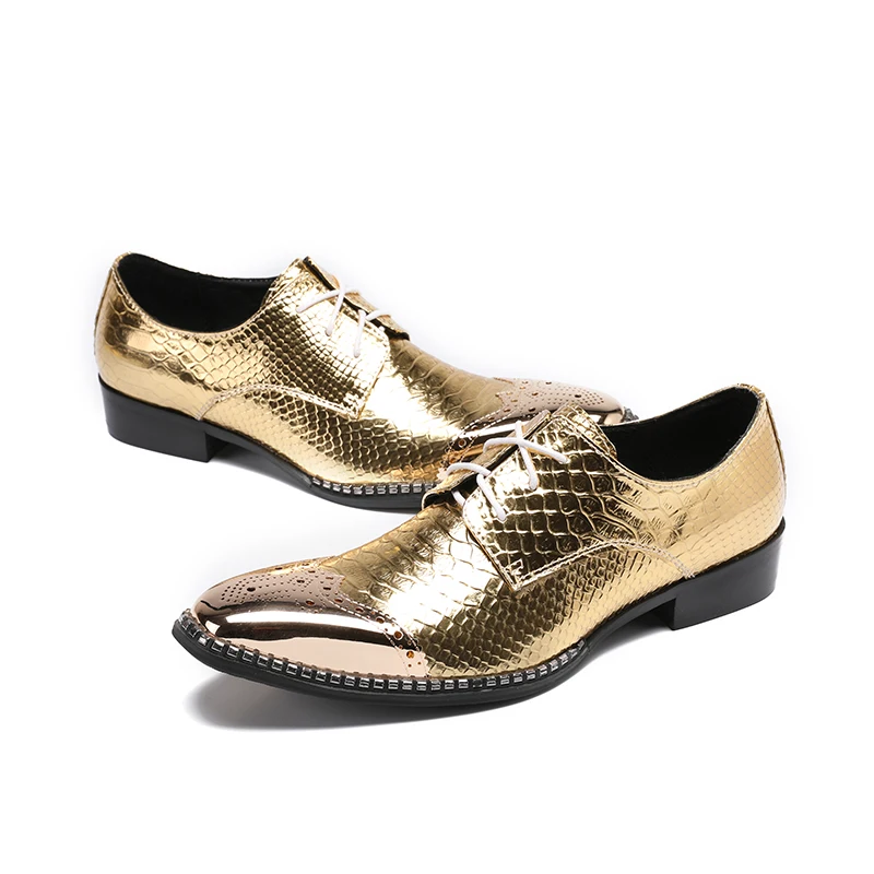 Mabaiwan Модные мужские туфли ручной работы на плоской подошве золотые свадебные