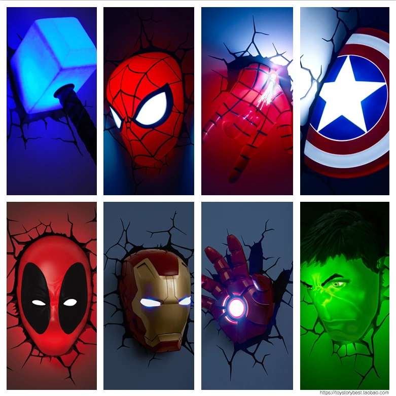Marvel Мстители Железный человек светодиодный прикроватный светильник для спальни
