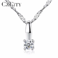 czcity cubic zirconia 925 sterling silver pendant necklace simple shinning four claws women pendnat jewry accessories gift