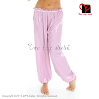 pink sexy loose latex pants front buttons bloomers rubber pants gummi trousers long xxxl plus size kz 124