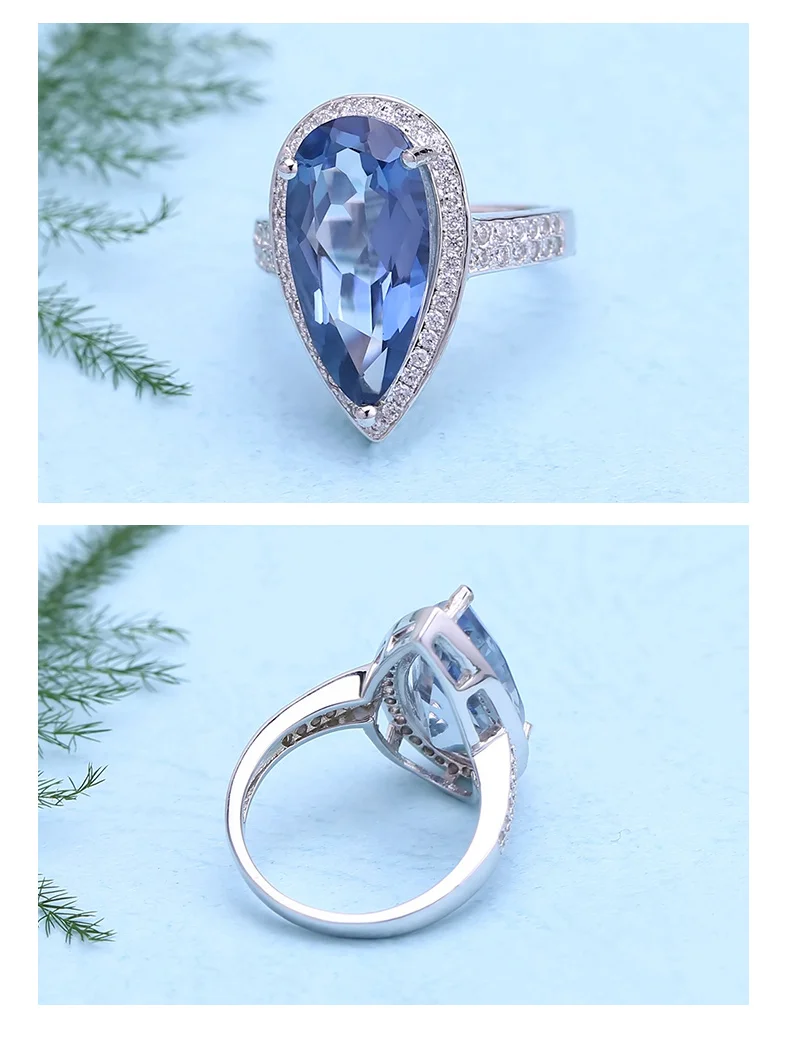Gem's Ballet 7.89Ct натуральный иолит Синий Мистический Кварц кольцо 925 пробы серебряные драгоценные камни коктейльные кольца для женщин хорошее ювелирное изделие