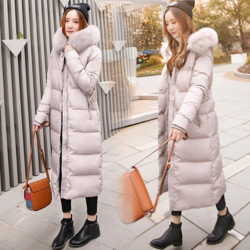 AYUNSUE Luxury Large Fur Collar Hood Winter Outwear High Quality Down Coat Wide Waisted Loose Parka Overcoat Doudoune ST524 | Женская
