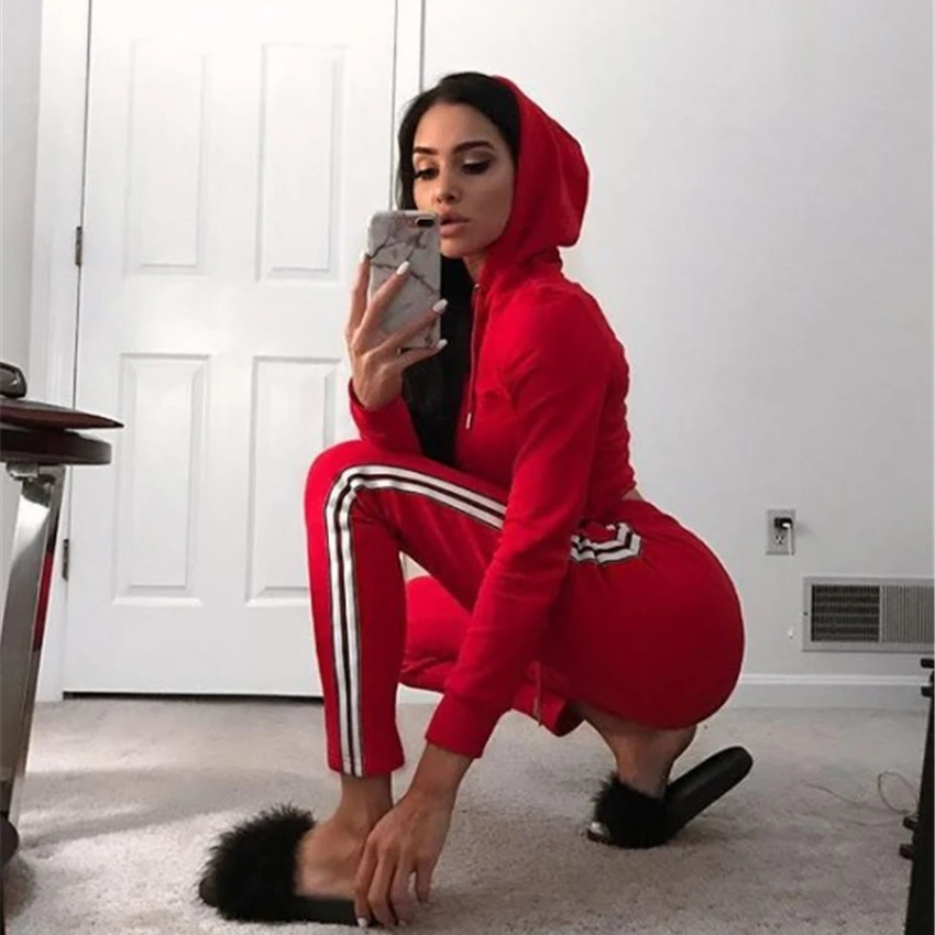 Two Piece Set Solid Hooded 2 Women Conjunto Feminino Tracksuit Conjuntos Mujer Dos Piezas piece Clothes Tops | Женская одежда