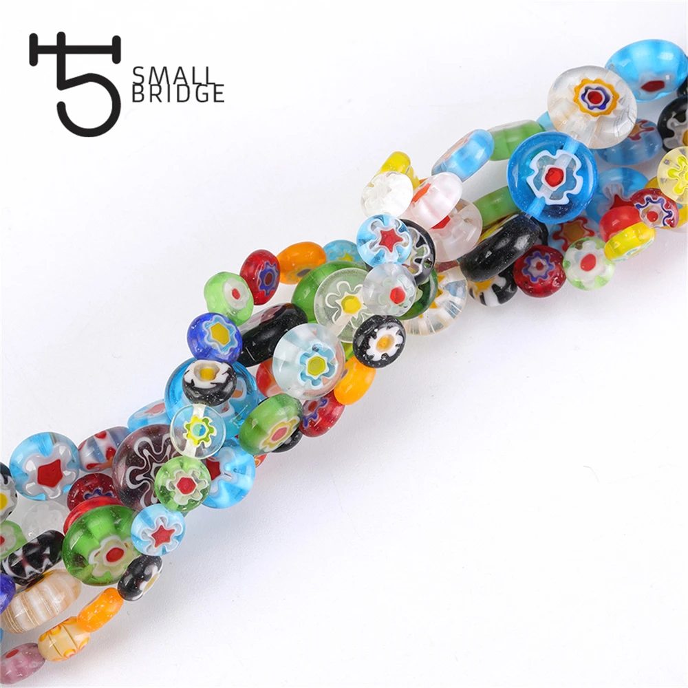 

6 8 10mm Murano Lampwork Flower Beads For Jewelry Making Diy Crafts Accessories Multicolor Round Glass Beads Wholesale Q601