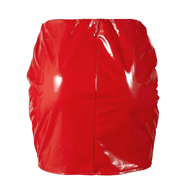 Women Ladies Clubwear Faux leather Sexy Skirt Solid color Stylish Nightclub Bodycon Party Hot Fashion Mini