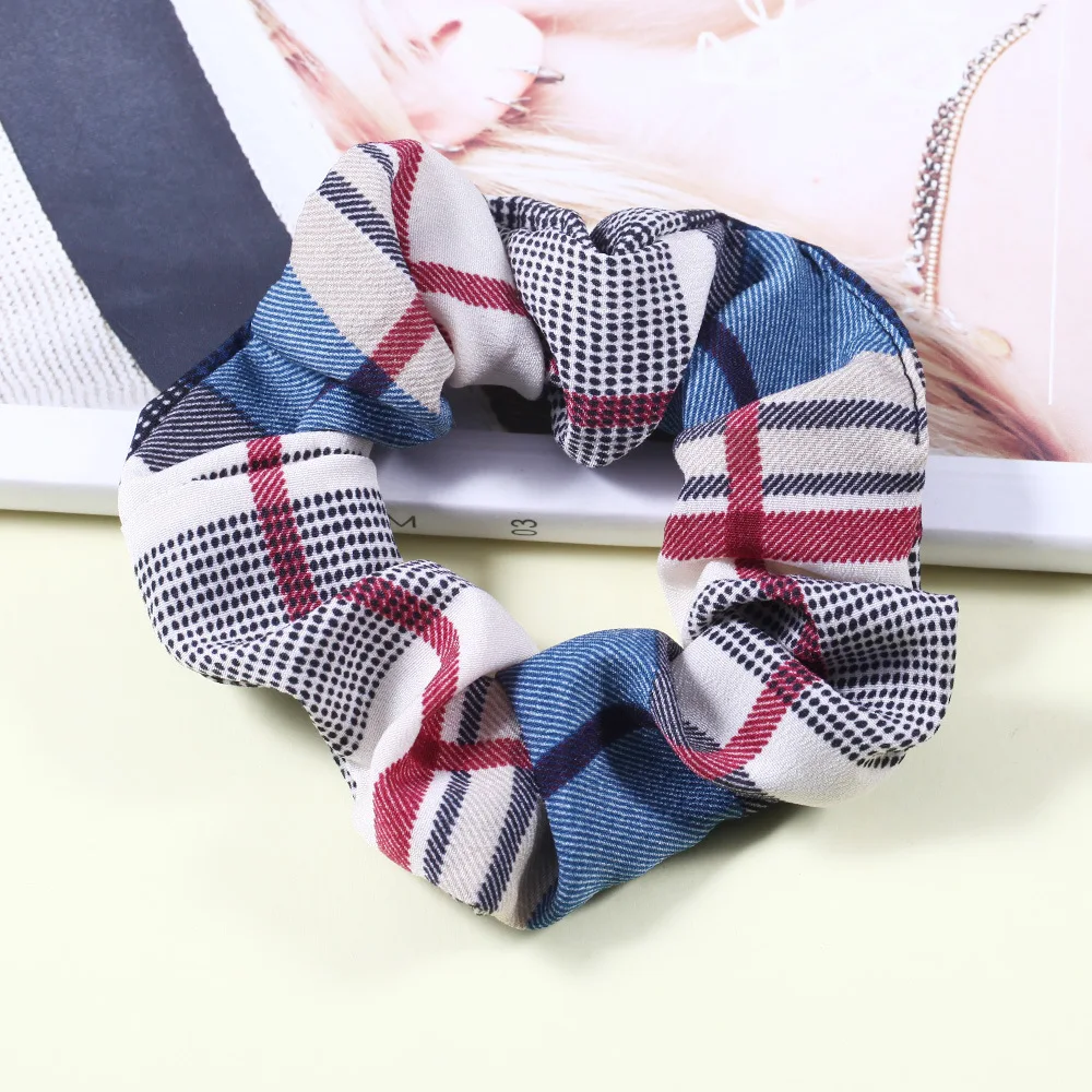 New arrival Fashion women vintage plaid Hair bands cute hair scrunchies girl's college Tie Accessories Ponytail Holder |