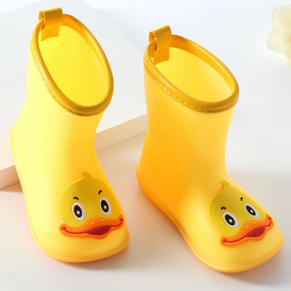 Rain Shoes Infant Kids Children Baby Cartoon Duck Rubber Waterproof Warm Boots Cute Yellow | Детская одежда и обувь