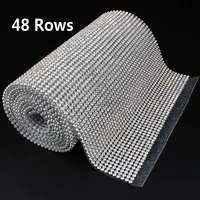 48 rows ss8 diamond hotfix rhinestone mesh banding chain with silver aluminum base crystal trim mesh 15 5cm120cm for garment