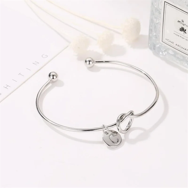 2019 ID Bracelets Silver Rose Color Letter Bangles Knot Charm Open Cuff Bangle Woman Personality Jewelry Gifts |