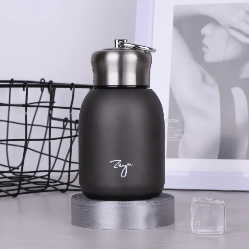 Black ZOOOBE 320 мл мини милые кофе вакуумные фляжки-термосы из нержавеющей стали для путешествий напиток воды термосы-бутылки чашки и кружки для детей - Цвет: Black