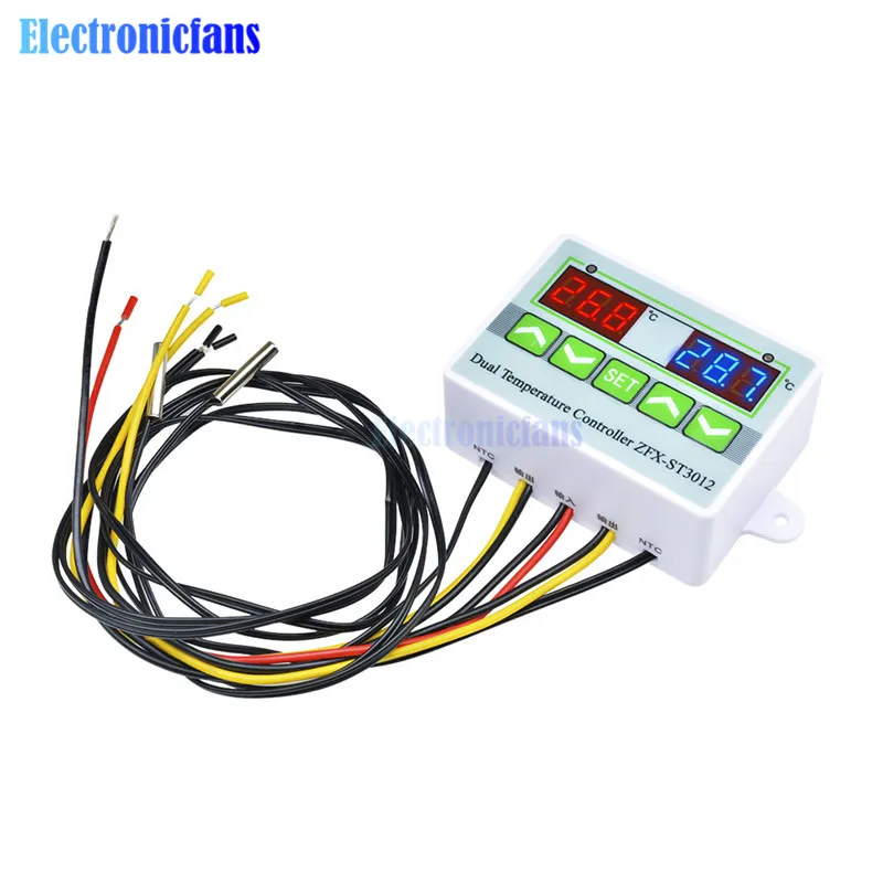 Цифровой светодиодный двойной термометр ST3012 регулятор температуры переменного
