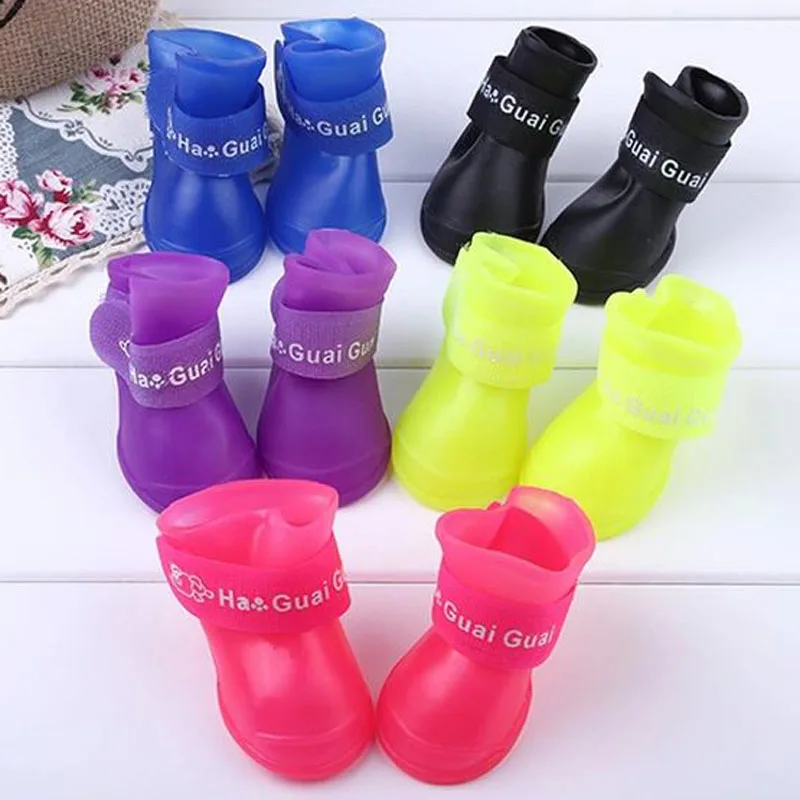 Водонепроницаемые ботинки для собак Нескользящие 4 шт./компл. Размеры S M L 5 цветов
