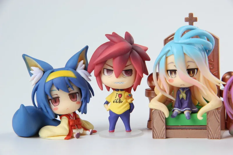 6 шт./компл. Аниме Нет игры нет жизни Shiro Sora Jibril Hatsuse Izuna Steve Q версия ПВХ фигурка Коллекционная подарочные модельные игрушки 6 см