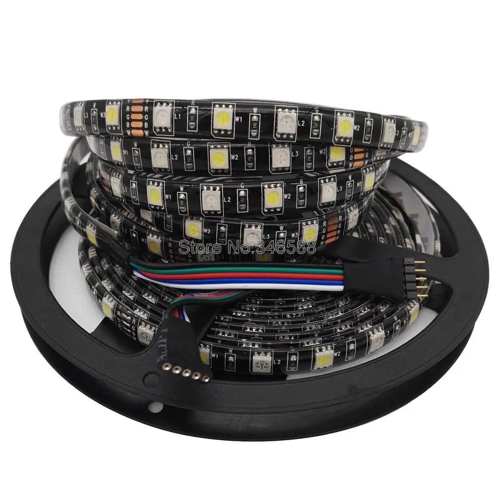 Светодиодная лента 5 м 12 в 5050 RGBW RGB + белый теплый 60 светодиодов/м черная печатная