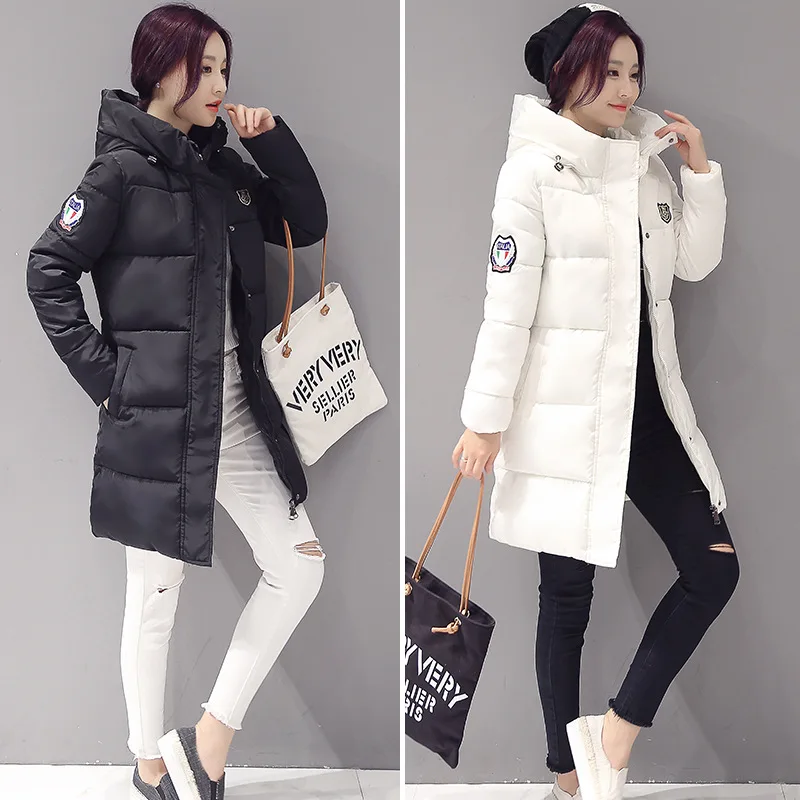 

Winter Women Fashion Down Warm Coats Nice Vogue Fashion Long Sleeve Hooded Jackets Slim Style Casual Parka Coat