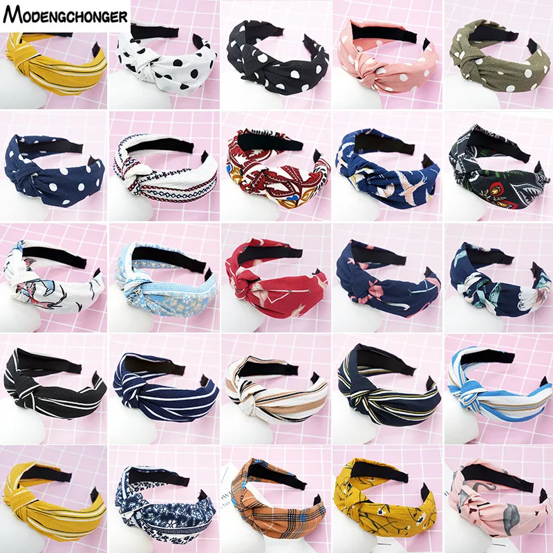 

For Women Top Knot Turban Headband Elastic Hairband Girls No Slip Stay on Knotted Head band Hair Band Fashion Hair Accessories