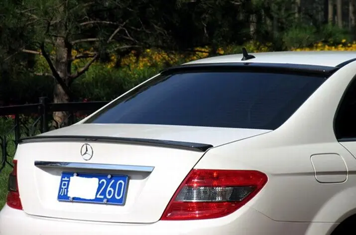 Для Mercedes-Benz C Class W204 C180 C200 C300 C260 спойлер 2007- углеродного волокна задний багажник для губ спойлер крыло стайлинга автомобилей