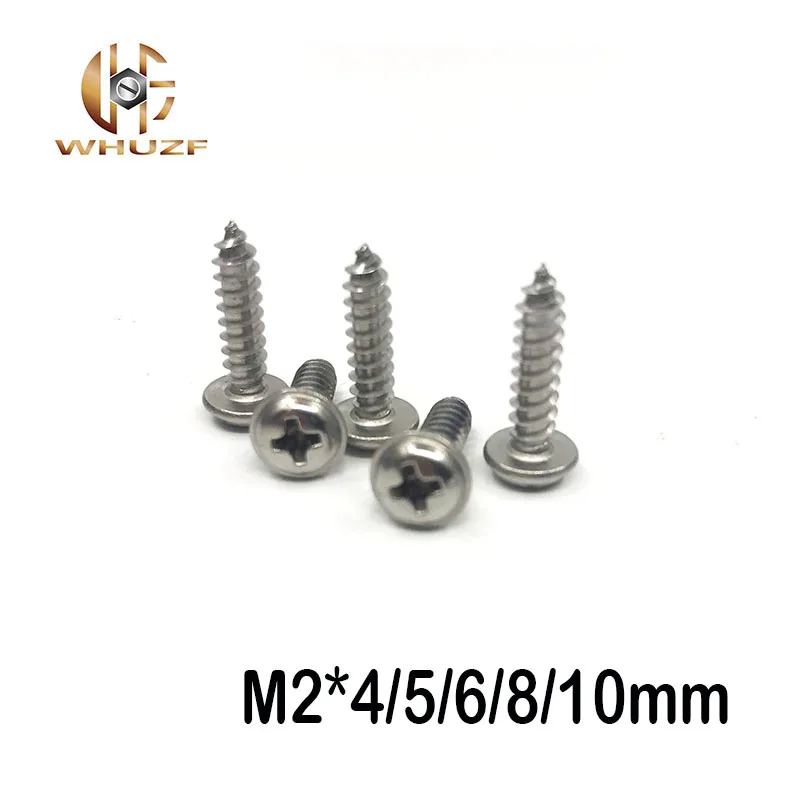 100 шт M2/M2.3/M2.6/M3 304 нержавеющая сталь крест круглая головка саморезы винт с