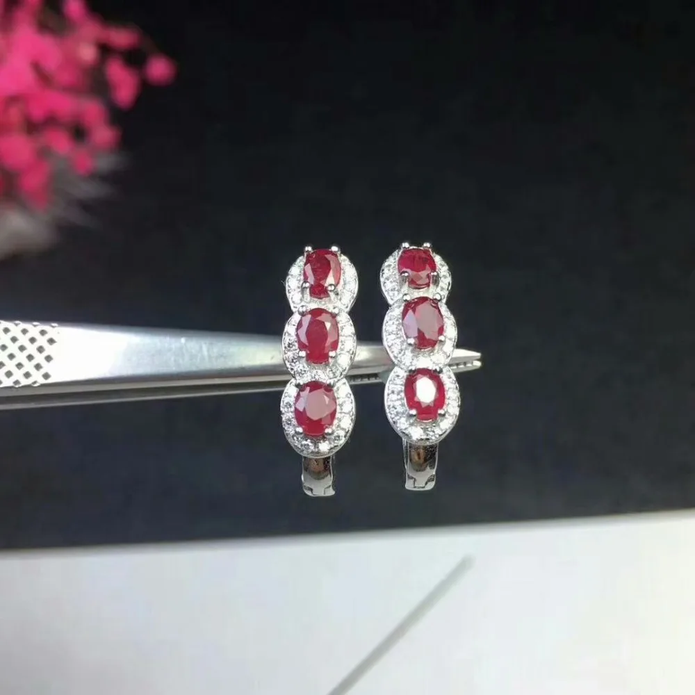 Серьги пусеты shilovem из серебра 925 пробы с натуральным Рубином модные украшения для