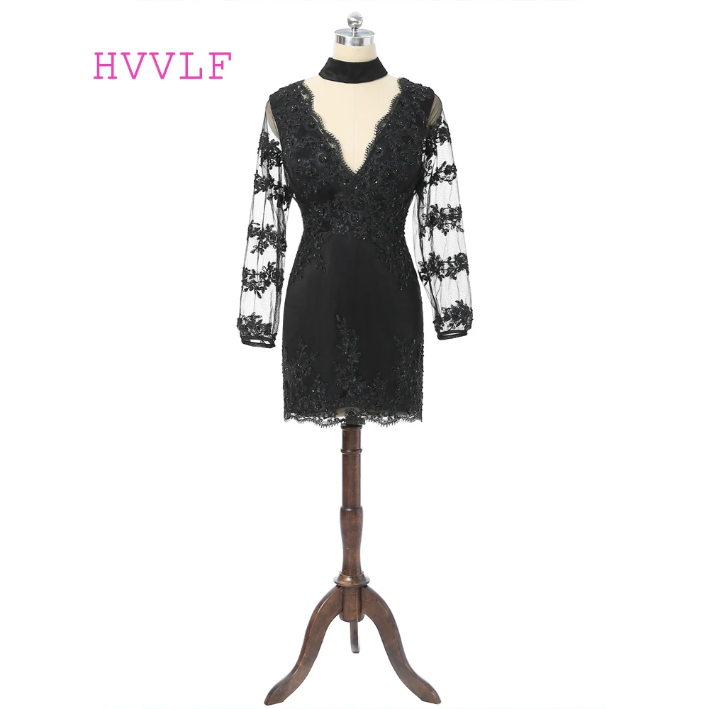 Черные элегантные коктейльные платья платье футляр с длинными рукавами и