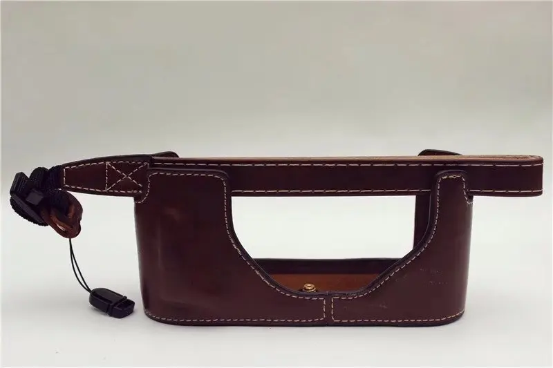 Coffe With Strap Чехол для камеры из искусственной кожи для Leica X Typ 113 Leica XV камера Hald корпус крышка с ремешком с отверстием для аккумулятора - Цвет: Coffe With Strap