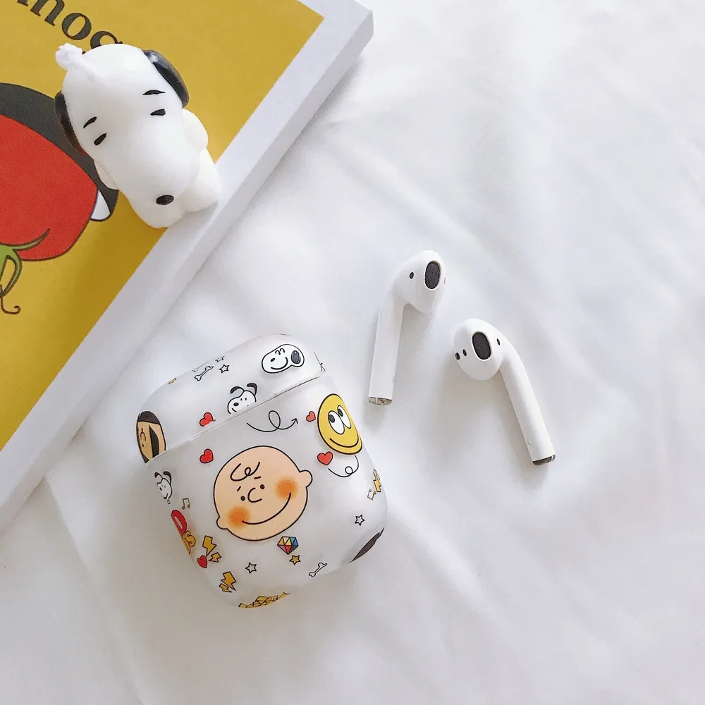 Жесткий PC чехол для Dumbo PEANUTS Charlie коричневый прозрачный милый мультяшный чехол для наушников матовый чехол для Apple AirPods 1 2 чехол для зарядки s - Цвет: Matte Charlie