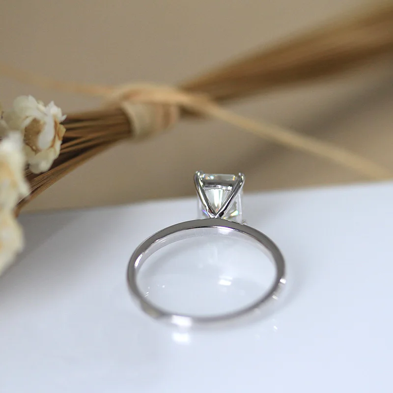 

DUPUY Trendy 14k White Gold Ring 5*7mm 1.0ct Radiant Cutting Temperament Ring Classic Engagement Wedding Diamond Rings D180057