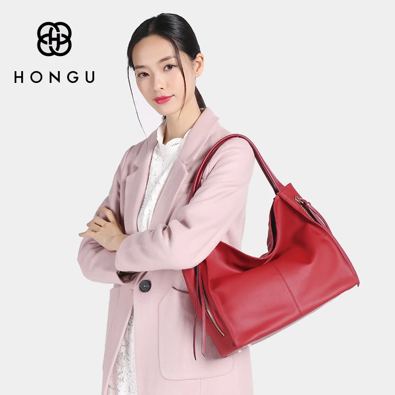HONGU роскошная 100% Натуральная воловья кожа женская сумка сумки на плечо деловая