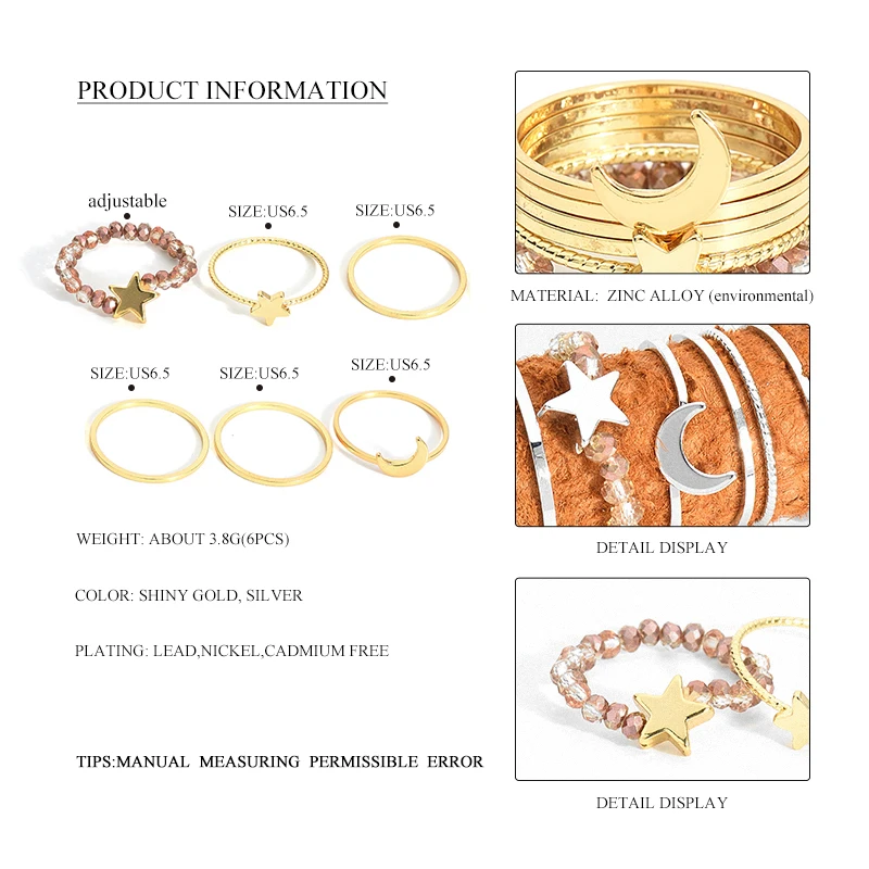 Женский набор колец на фаланги ручной работы бохо кольца золотистого цвета в