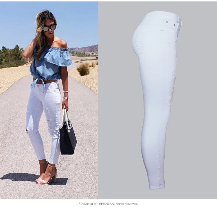 Новинка 2018 г. пикантные повседневные белые джинсы женские хлопковые джинсовые