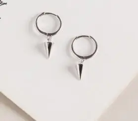 silver Шанис 925 серебро ухо клип Геометрическая, Шестигранная форма конус женские серьги Для мужчин Для женщин в стиле «панк-рок» Сережка мужские серьги моды - Окраска металла: silver