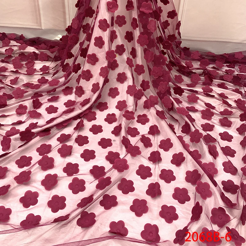 Женская кружевная ткань с объемным цветком африканская Тюлевая сетчатая