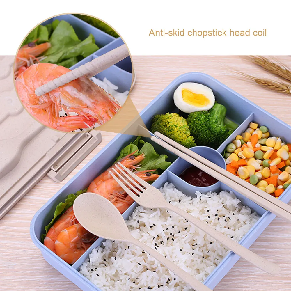 Hoomall 3/5 сетки ланч бокс портативный Ec содружественный пшеничная солома Bento