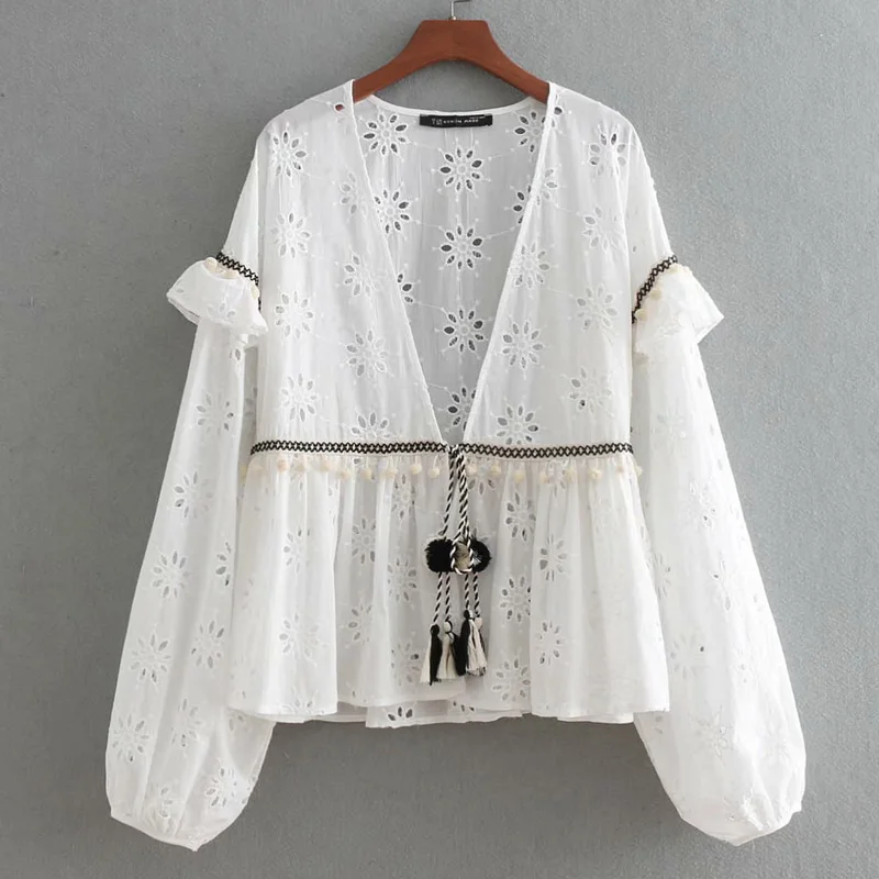 Boho Белая Летняя хлопковая туника рубашка открытые рукава свободные пляжные