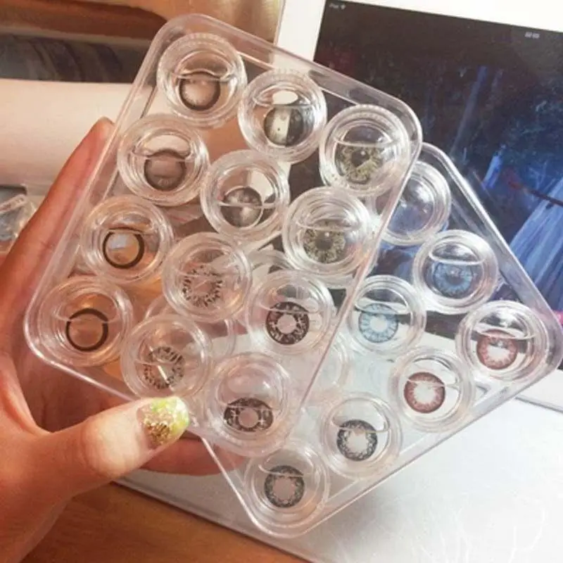 Hot Sale 12Pcs/Set Portable Clear Contact Lens Case Set Top Quality Travel Cleaner Washer Holder Storage Box