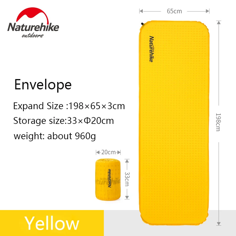 Envelope-yellow Naturehike губка Автоматическая надувная одиночный коврик портативный спальный коврик дикий походная Подушка Самонадувающийся - Цвет: Envelope-yellow