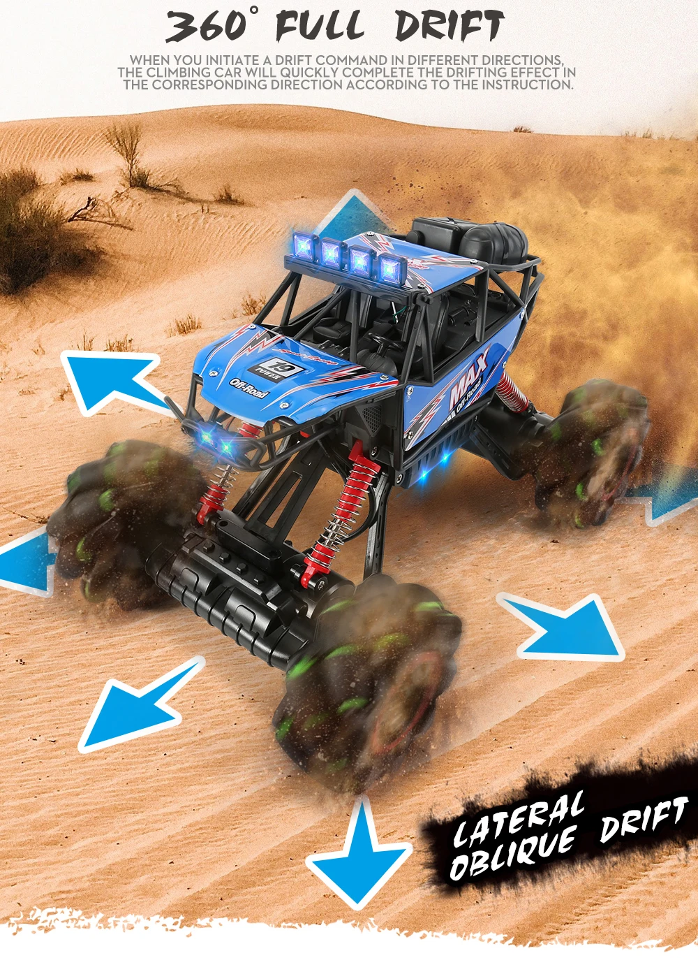 2,4G 4WD автомобиль с дистанционным управлением 360 трюк RC грузовик 35 минут игры RC Дрифт автомобиль голова светодиодный свет крутой танец