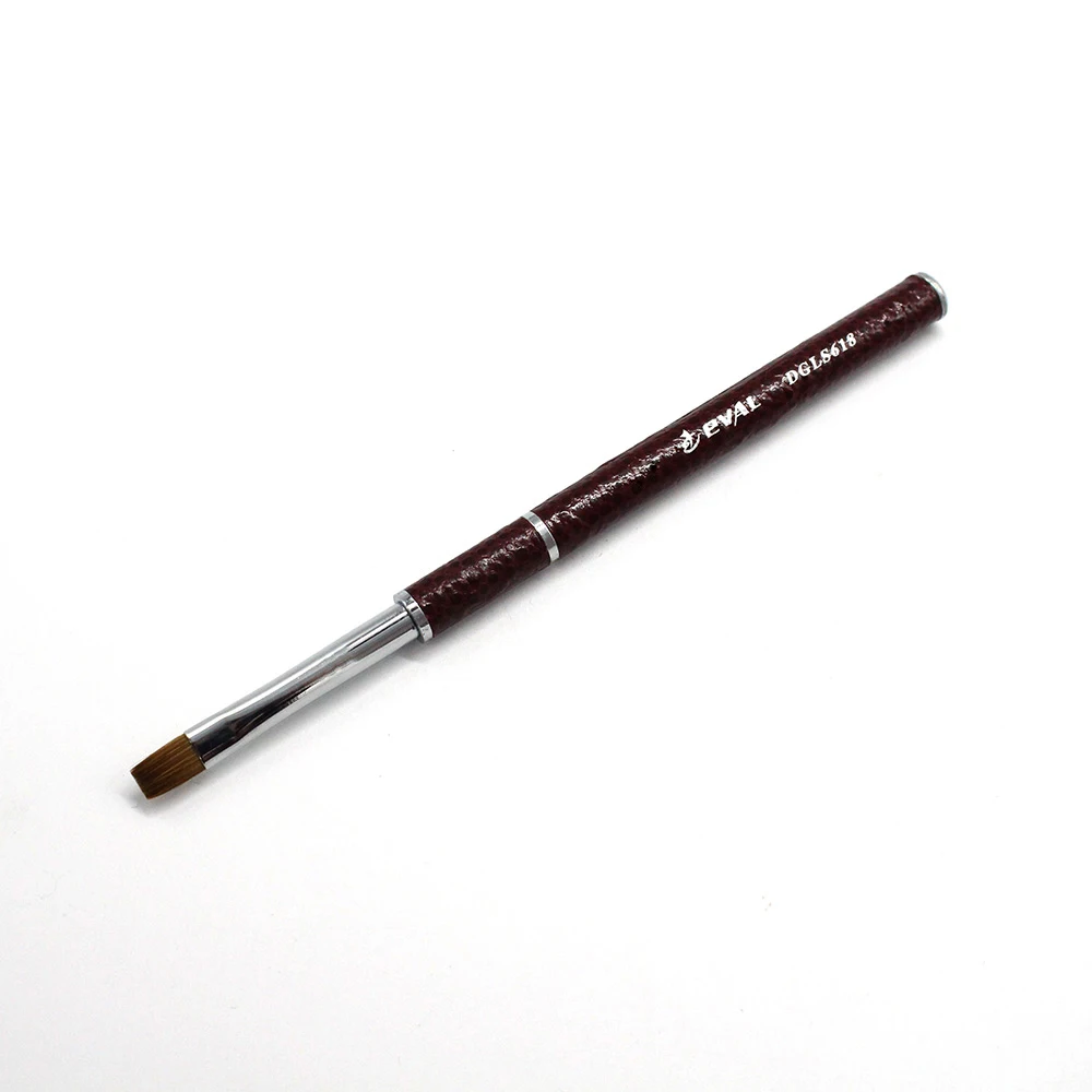Brown Size 10 Eval Kolinsky СОБОЛЬ Акриловая кисть УФ поли гель Кисть гель строитель маникюрная кисть Кожаная Ручка щеточки для ногтей искусство - Цвет: Brown Size 10