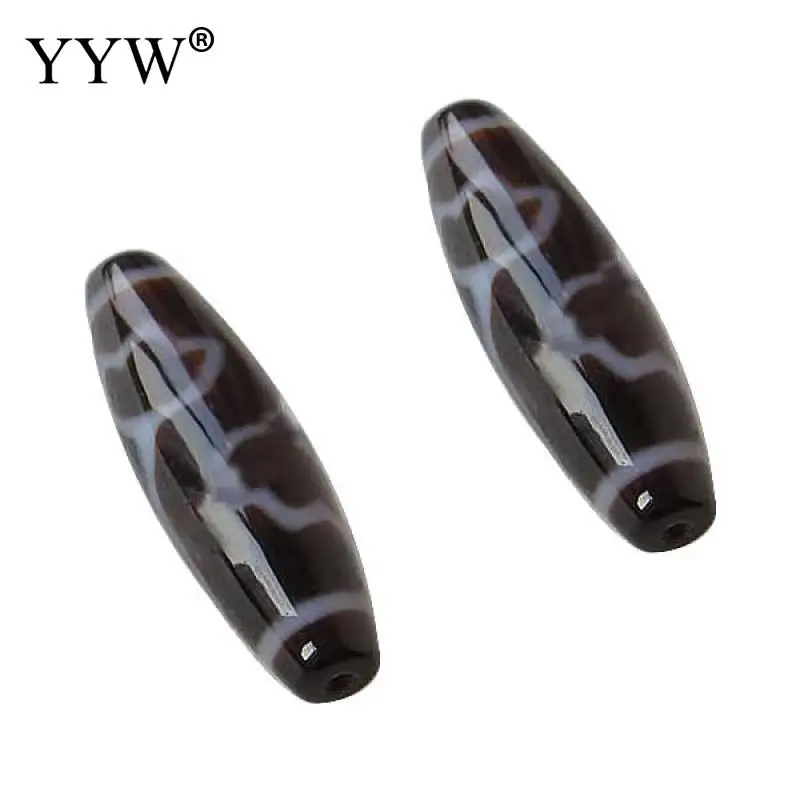 

Natural Tibetan Dzi Beads Oval lotus & two tone Grade AAA 12x39mm Hole:Approx 2mm Sold By PC
